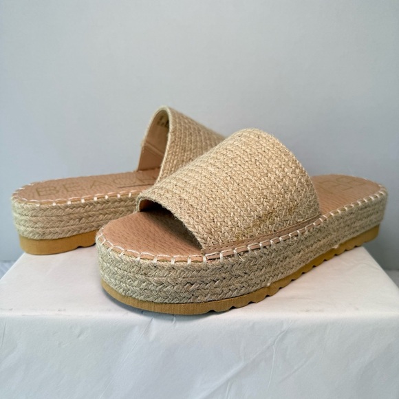 Beach By MATISSE Natural Del Mar Raffia Platform Sandals Size 8 - Picture 8 of 12